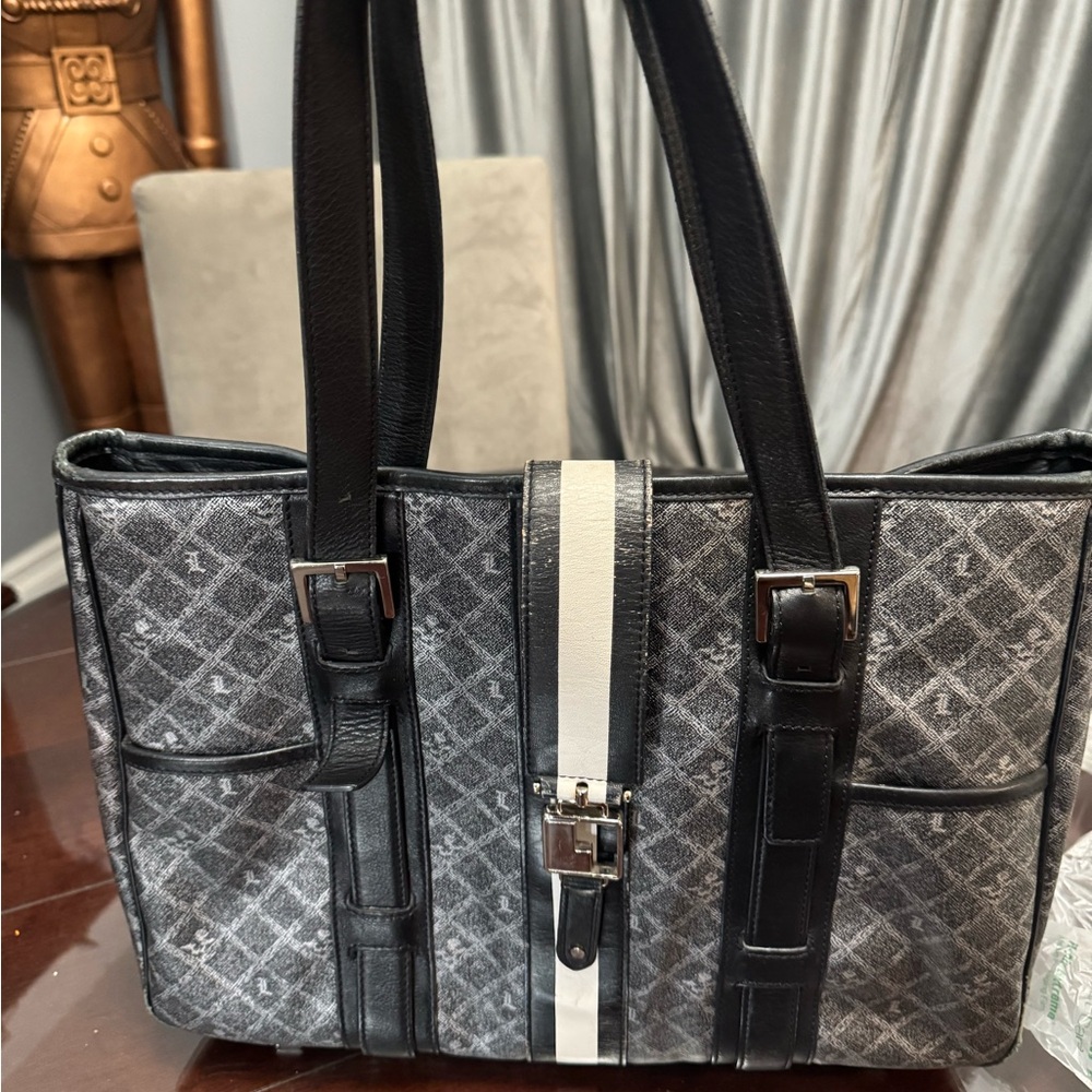L.A.M.B. Black and Gray Patterned Tote